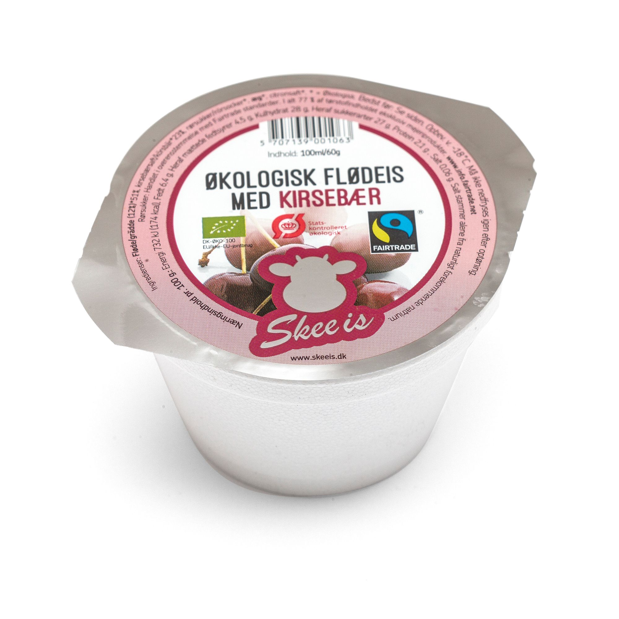Økologisk Flødeis med Kirsebær, fairtrade, 100 ml